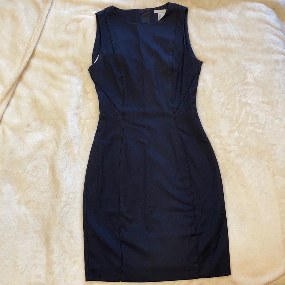 H&M Navy and Black Structured Suit Dress